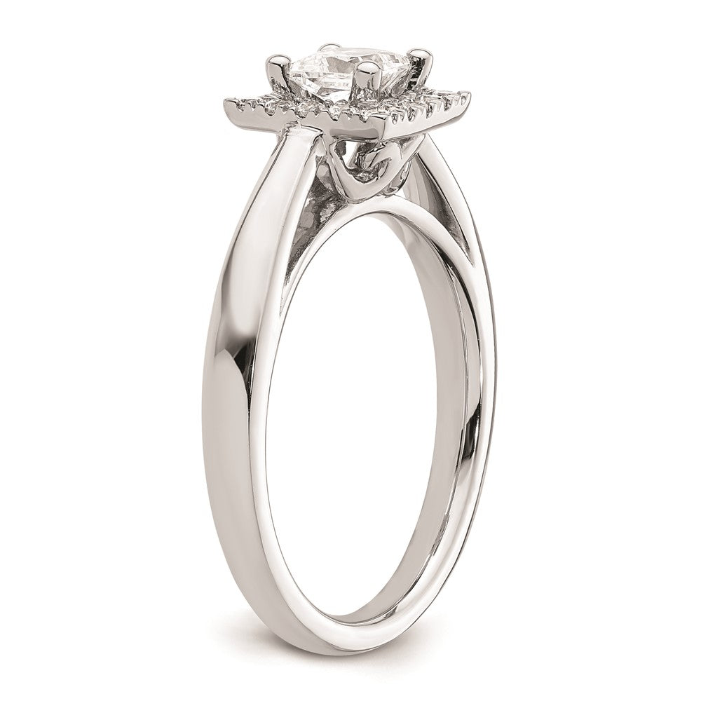 0.50ct. CZ Solid Real 14K White Gold Princess Halo Engagement Ring