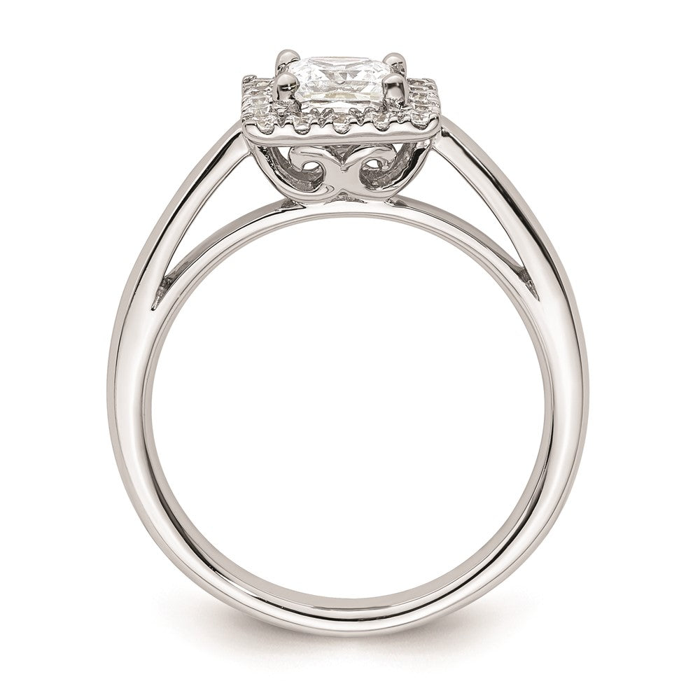 0.75ct. CZ Solid Real 14K White Gold Princess Halo Engagement Ring