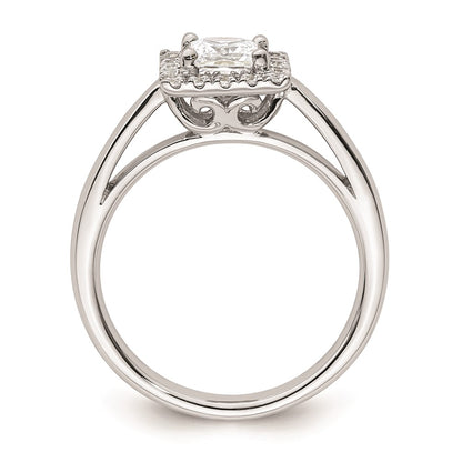 0.75ct. CZ Solid Real 14K White Gold Princess Halo Engagement Ring