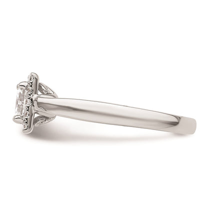 0.75ct. CZ Solid Real 14K White Gold Princess Halo Engagement Ring