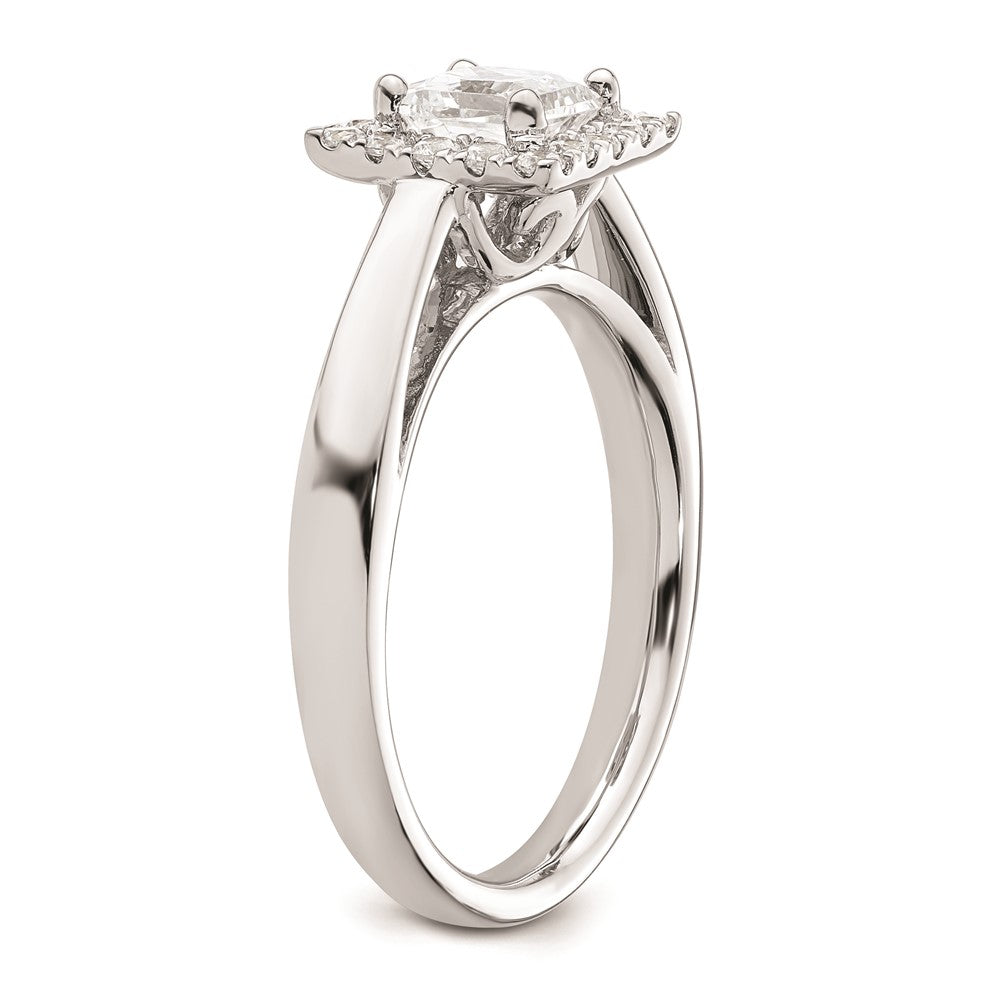 0.75ct. CZ Solid Real 14K White Gold Princess Halo Engagement Ring