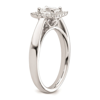 0.75ct. CZ Solid Real 14K White Gold Princess Halo Engagement Ring