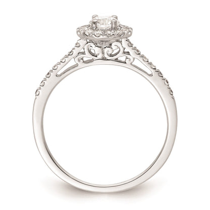 0.25ct. CZ Solid Real 14k White Gold Round Halo Engagement Ring