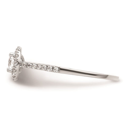 0.25ct. CZ Solid Real 14k White Gold Round Halo Engagement Ring