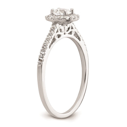 0.25ct. CZ Solid Real 14k White Gold Round Halo Engagement Ring