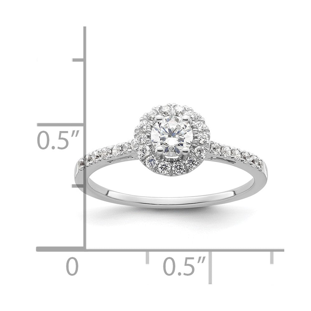 0.25ct. CZ Solid Real 14k White Gold Round Halo Engagement Ring
