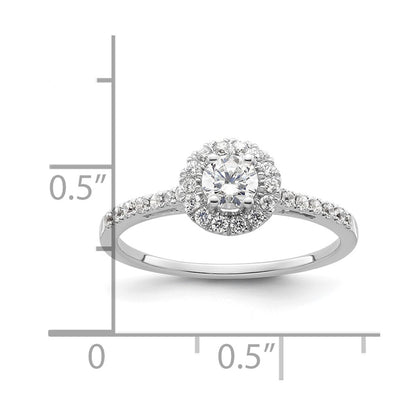 0.25ct. CZ Solid Real 14k White Gold Round Halo Engagement Ring