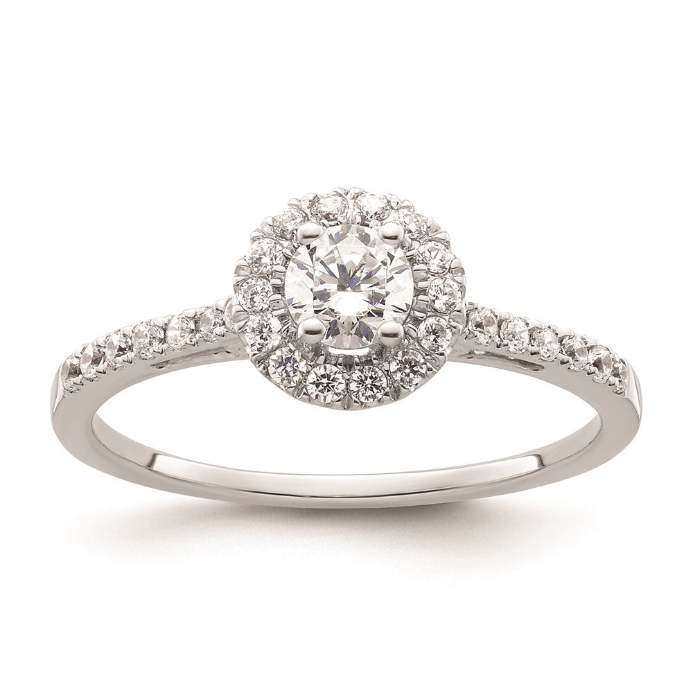 0.25ct. CZ Solid Real 14k White Gold Round Halo Engagement Ring