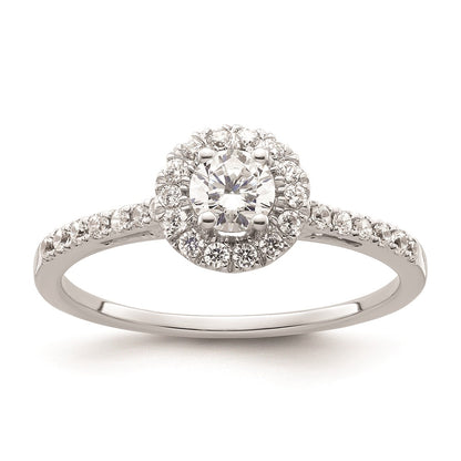 0.25ct. CZ Solid Real 14k White Gold Round Halo Engagement Ring