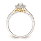 0.25ct. CZ Solid Real 14k Two-tone Gold Round Halo Engagement Ring