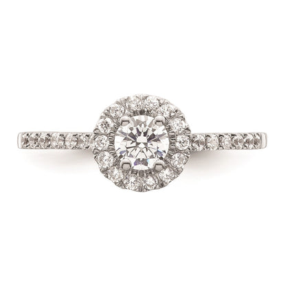 0.25ct. CZ Solid Real 14k Two-tone Gold Round Halo Engagement Ring