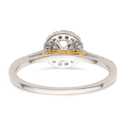 0.25ct. CZ Solid Real 14k Two-tone Gold Round Halo Engagement Ring