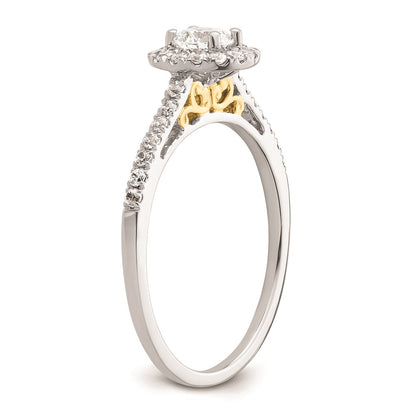 0.25ct. CZ Solid Real 14k Two-tone Gold Round Halo Engagement Ring