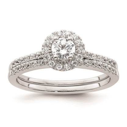 0.25ct. CZ Solid Real 14k Two-tone Gold Round Halo Engagement Ring