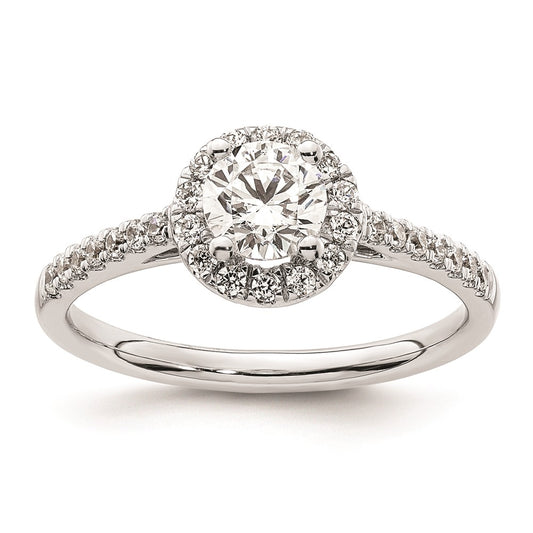 0.50ct. CZ Solid Real 14k White Gold Round Halo Engagement Ring