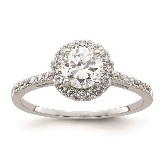 0.75ct. CZ Solid Real 14k White Gold Round Halo Engagement Ring