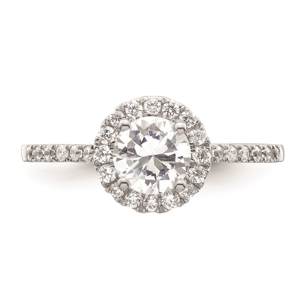 0.75ct. CZ Solid Real 14k Two-tone Gold Round Halo Engagement Ring