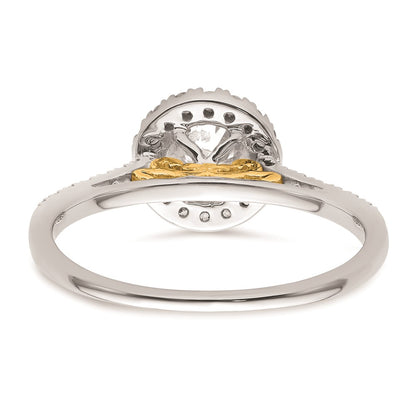 0.75ct. CZ Solid Real 14k Two-tone Gold Round Halo Engagement Ring