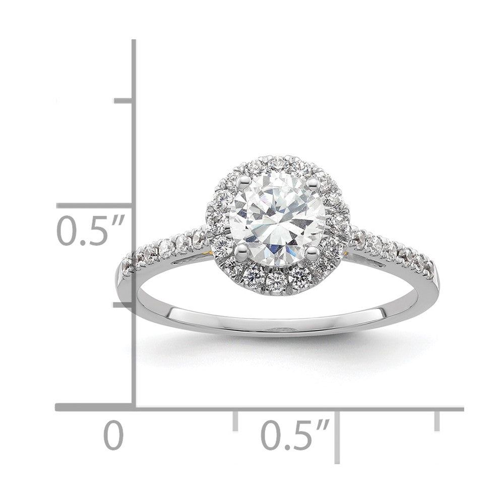 0.75ct. CZ Solid Real 14k Two-tone Gold Round Halo Engagement Ring