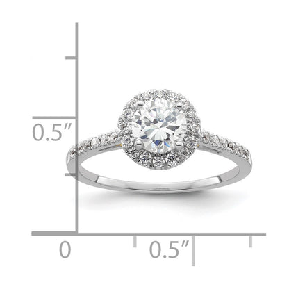 0.75ct. CZ Solid Real 14k Two-tone Gold Round Halo Engagement Ring