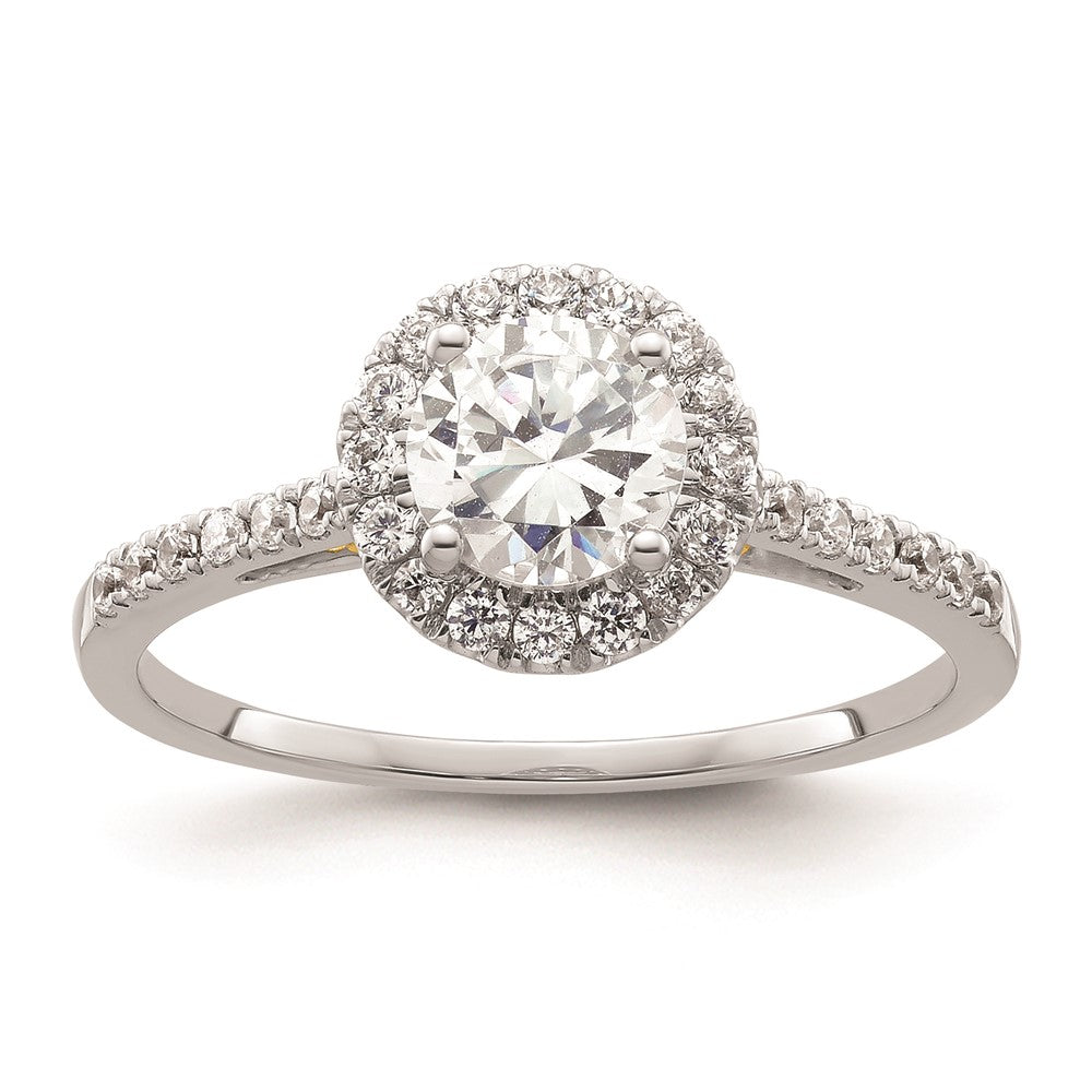 0.75ct. CZ Solid Real 14k Two-tone Gold Round Halo Engagement Ring