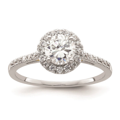 0.75ct. CZ Solid Real 14k Two-tone Gold Round Halo Engagement Ring