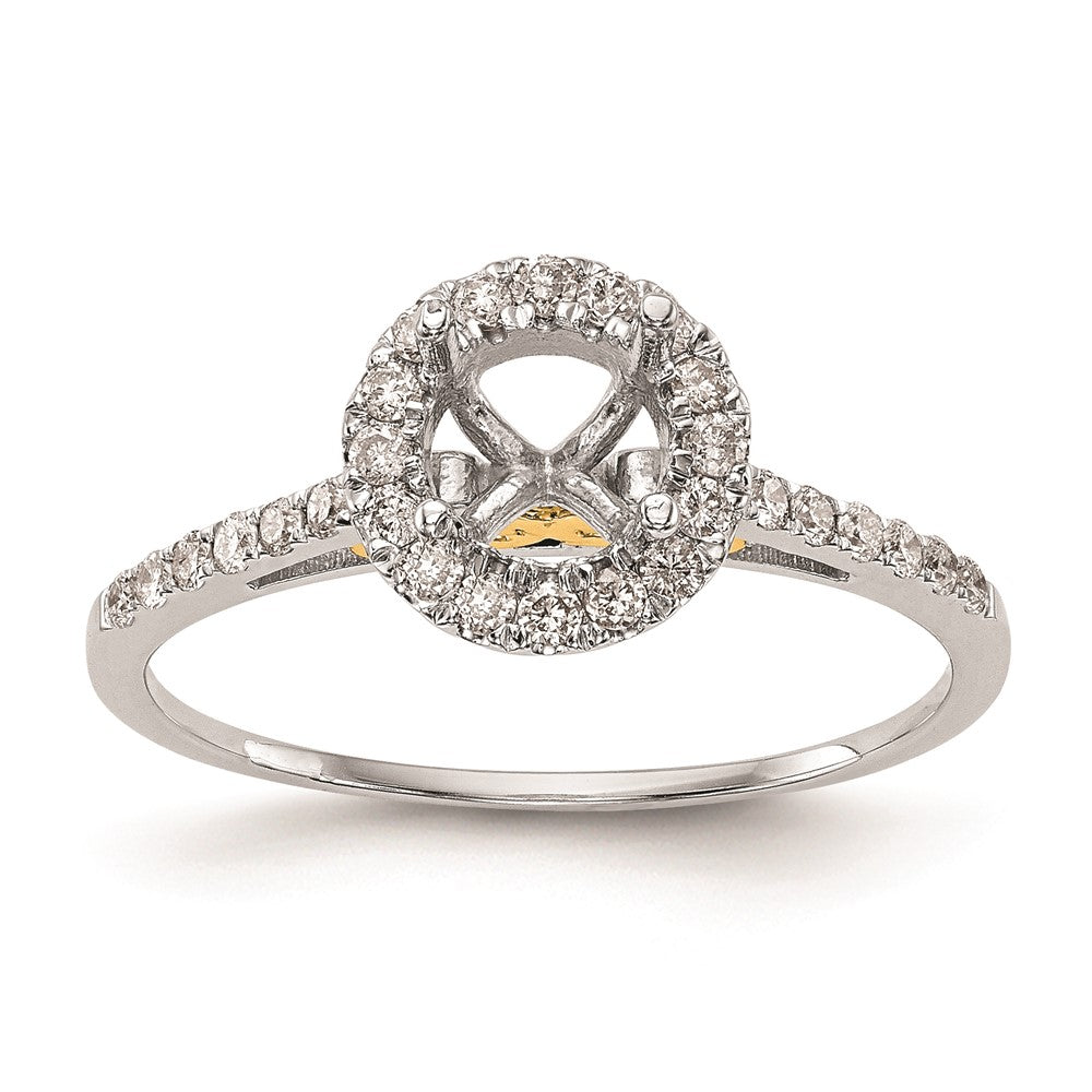 1.00ct. CZ Solid Real 14k Two-tone Gold Round Halo Engagement Ring