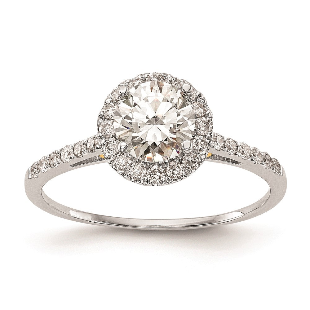 0.50ct. CZ Solid Real 14k Two-tone Gold Round Halo Engagement Ring