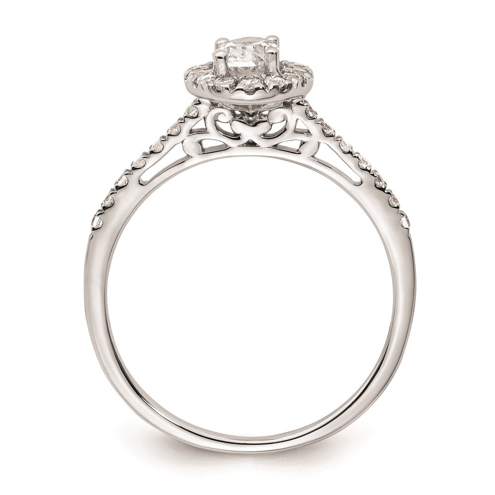 0.50ct. CZ Solid Real 14k White Gold Oval Halo Engagement Ring