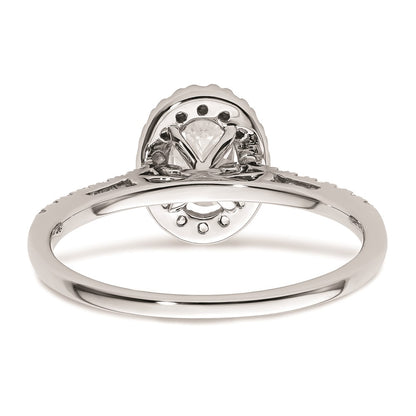 0.50ct. CZ Solid Real 14k White Gold Oval Halo Engagement Ring