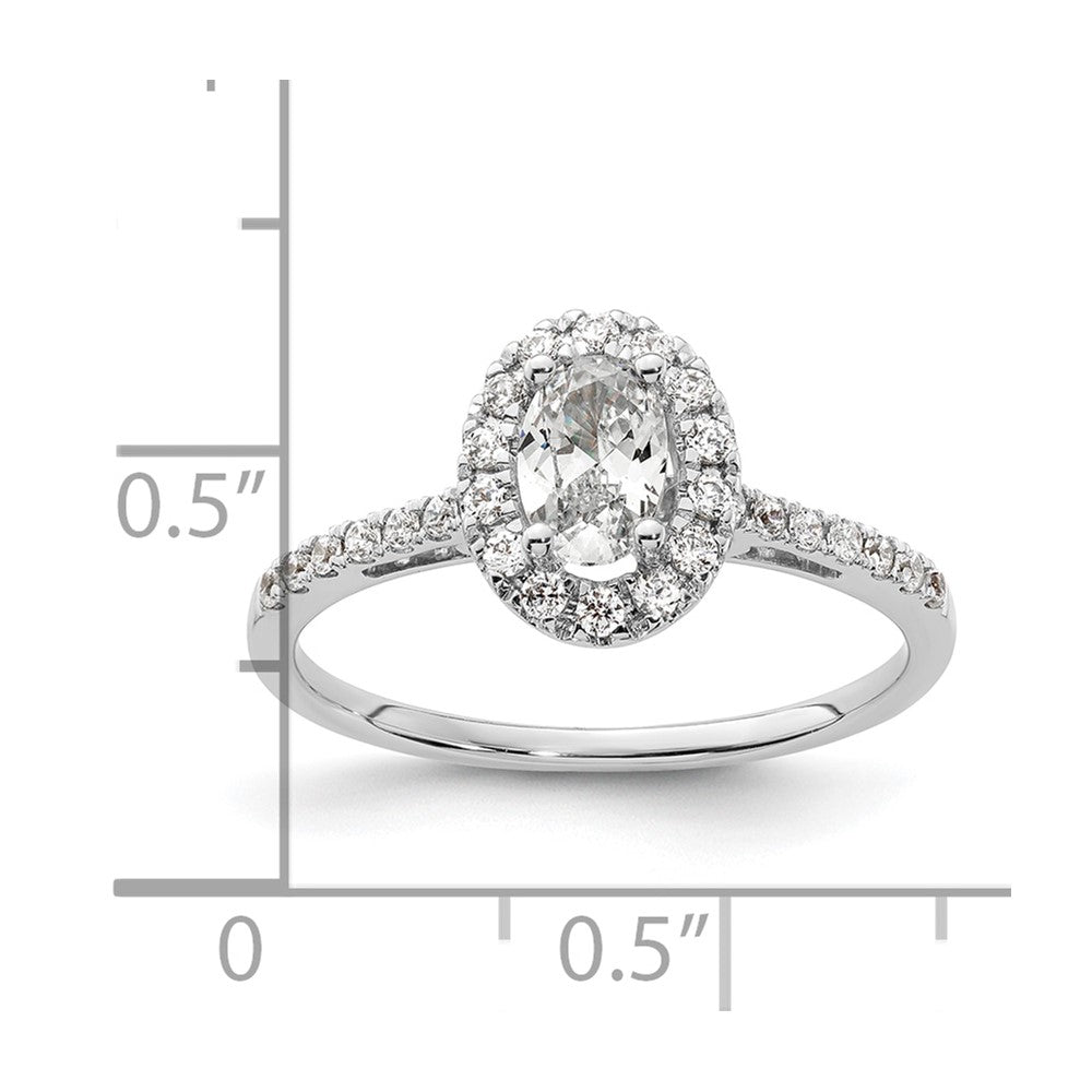 0.50ct. CZ Solid Real 14k White Gold Oval Halo Engagement Ring