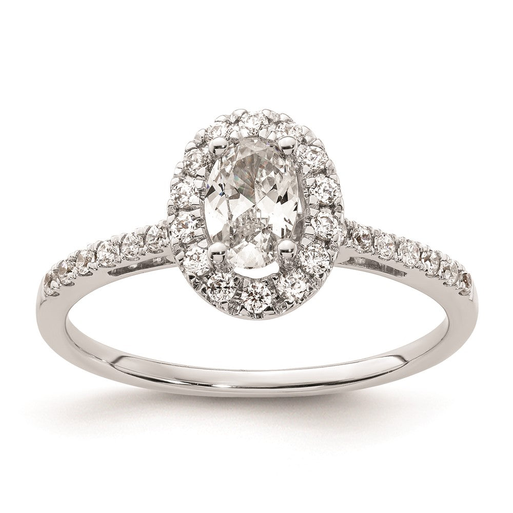 0.50ct. CZ Solid Real 14k White Gold Oval Halo Engagement Ring