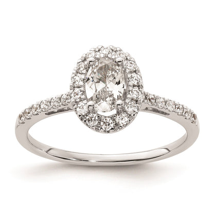 0.50ct. CZ Solid Real 14k White Gold Oval Halo Engagement Ring