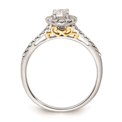 0.50ct. CZ Solid Real 14k Two-tone Oval Halo Engagement Ring
