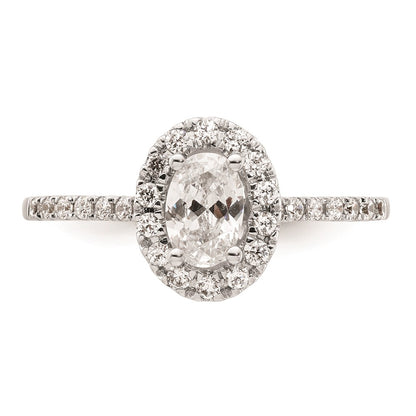 0.50ct. CZ Solid Real 14k Two-tone Oval Halo Engagement Ring