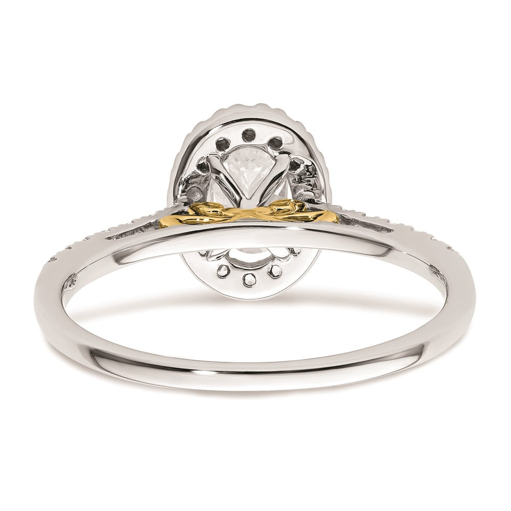 0.50ct. CZ Solid Real 14k Two-tone Oval Halo Engagement Ring