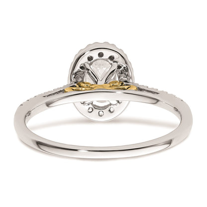 0.50ct. CZ Solid Real 14k Two-tone Oval Halo Engagement Ring