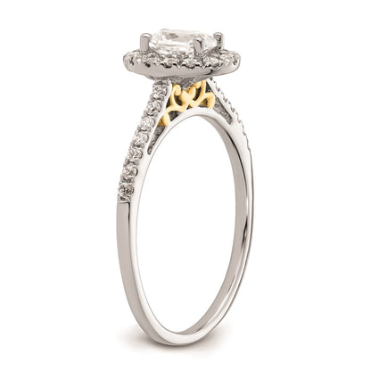 0.50ct. CZ Solid Real 14k Two-tone Oval Halo Engagement Ring