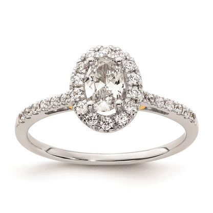0.50ct. CZ Solid Real 14k Two-tone Oval Halo Engagement Ring