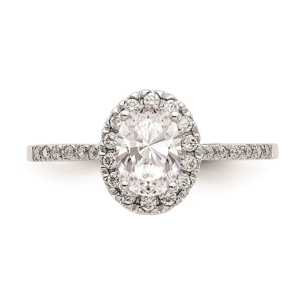 1.00ct. CZ Solid Real 14k White Gold Oval Halo Engagement Ring