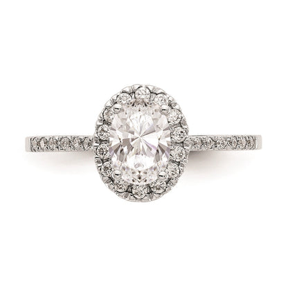 1.00ct. CZ Solid Real 14k White Gold Oval Halo Engagement Ring