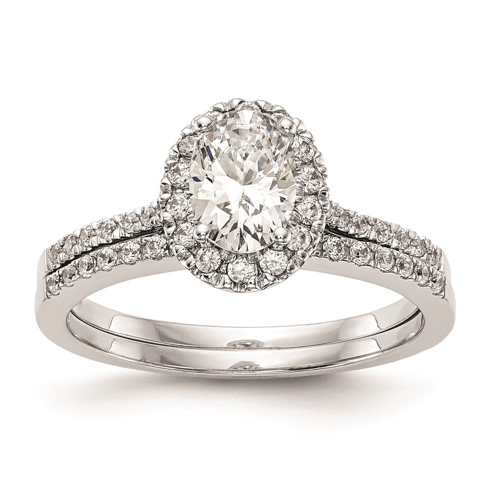 1.00ct. CZ Solid Real 14k White Gold Oval Halo Engagement Ring
