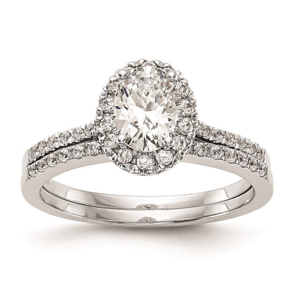 1.00ct. CZ Solid Real 14k White Gold Oval Halo Engagement Ring