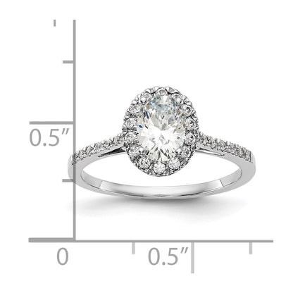 1.00ct. CZ Solid Real 14k White Gold Oval Halo Engagement Ring