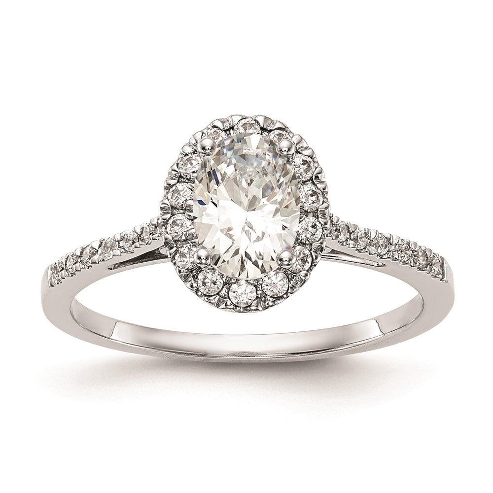 1.00ct. CZ Solid Real 14k White Gold Oval Halo Engagement Ring