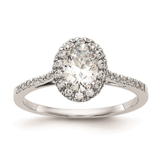 1.00ct. CZ Solid Real 14k White Gold Oval Halo Engagement Ring