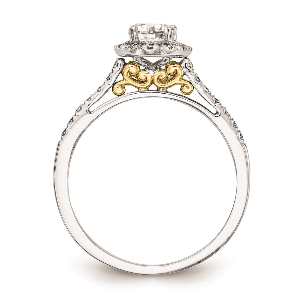1.00ct. CZ Solid Real 14k Two-tone Oval Halo Engagement Ring