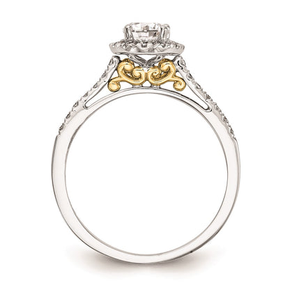 1.00ct. CZ Solid Real 14k Two-tone Oval Halo Engagement Ring