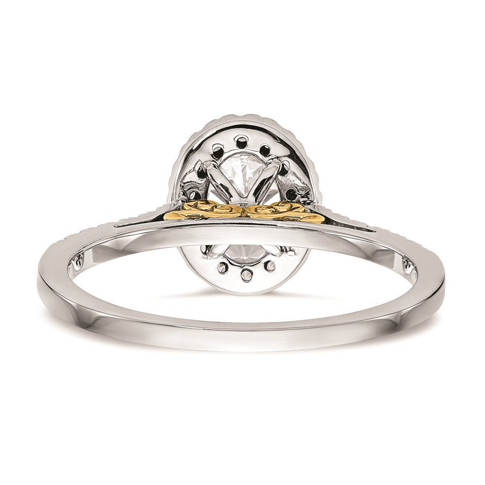 1.00ct. CZ Solid Real 14k Two-tone Oval Halo Engagement Ring