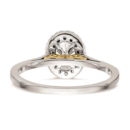 1.00ct. CZ Solid Real 14k Two-tone Oval Halo Engagement Ring